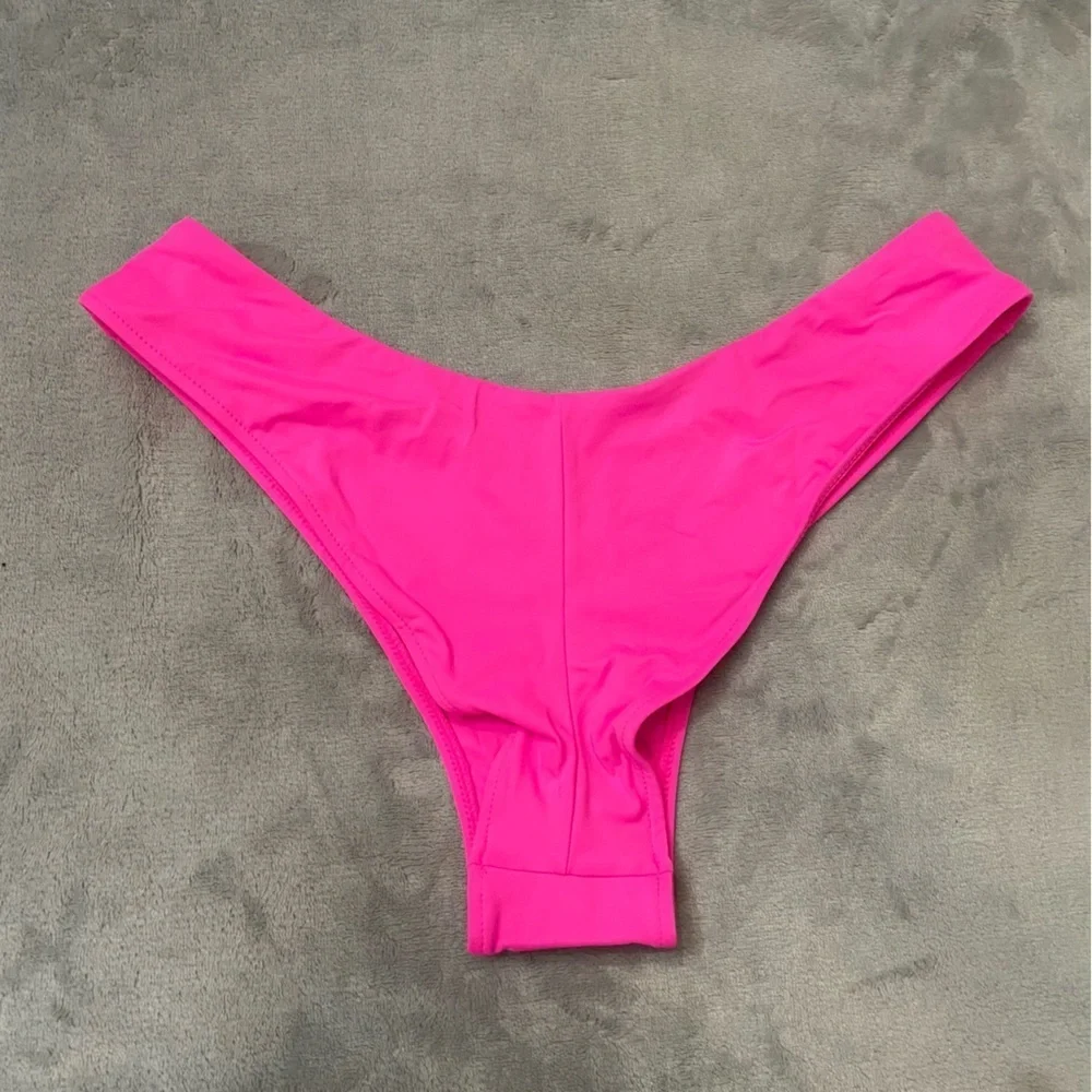 New! Frankies Bikinis Enzo Cheeky Bikini Bottom Bright Pink 10728